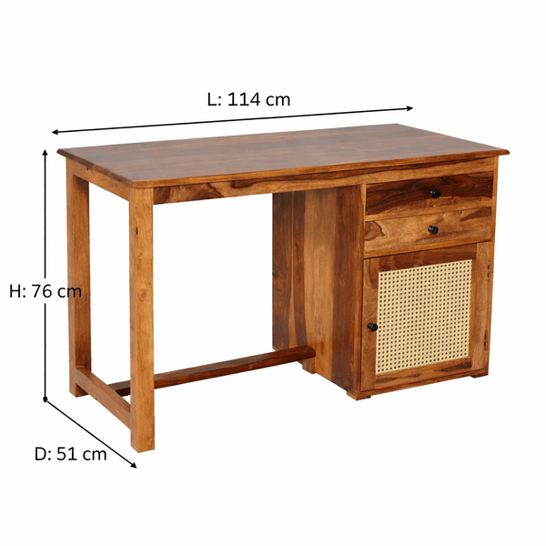 Eye Sheesham Wood Study Table in Teak Finish