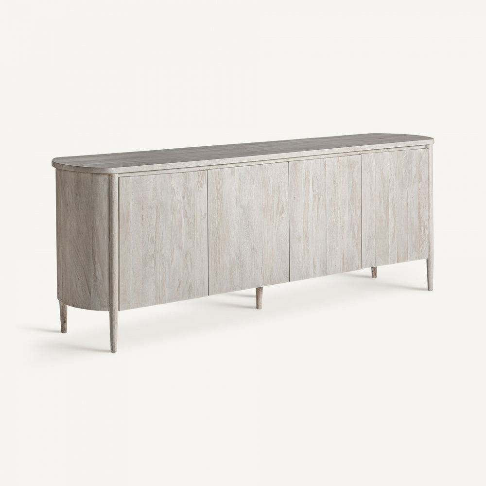 Glasgow Solid Mango wood Sideboard with 4 Door in White Wash Finish