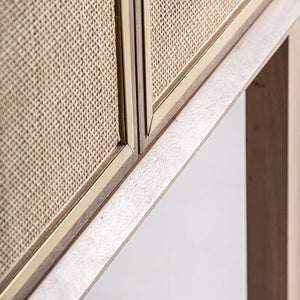 Teshio Solid Mango Wood Cabinet with Two Door with Rattan in Natural Finish