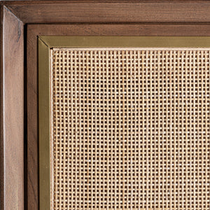 Teshio Solid Mango Wood Cabinet with Two Door with Rattan in Natural Finish