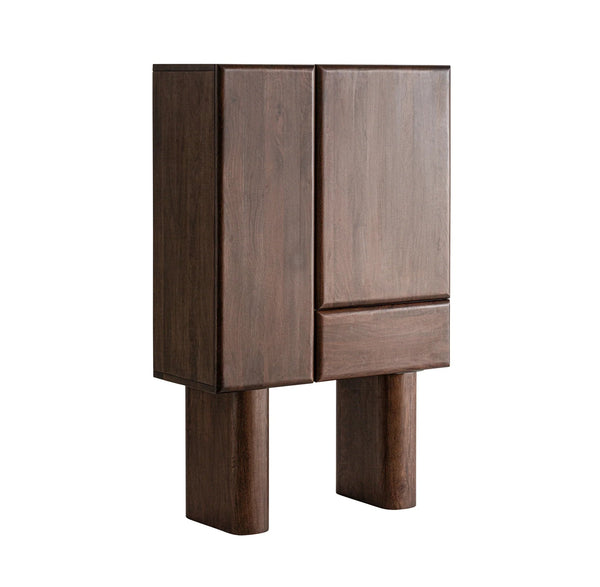 Ballie Solid Mango Wood Cabinet with Two Door & one Drawer in Provincial teak Finish