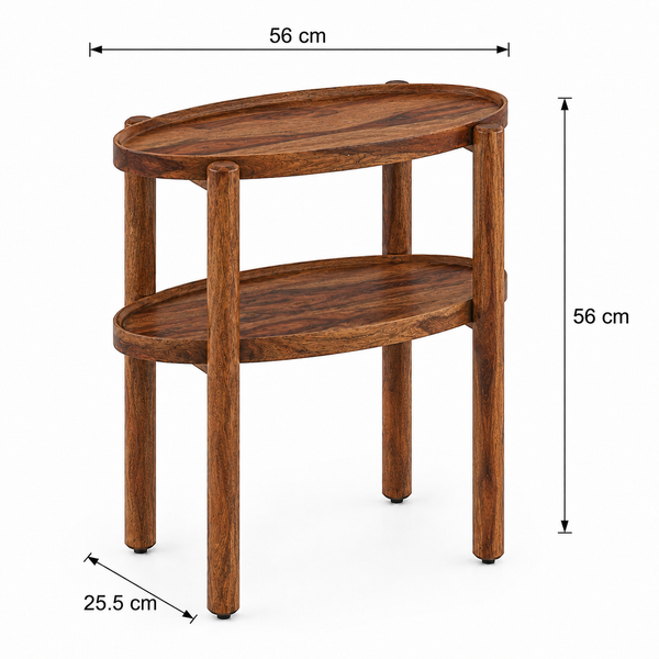 Pearl Sheesham Wood Side Table in Rustic Teak Finish