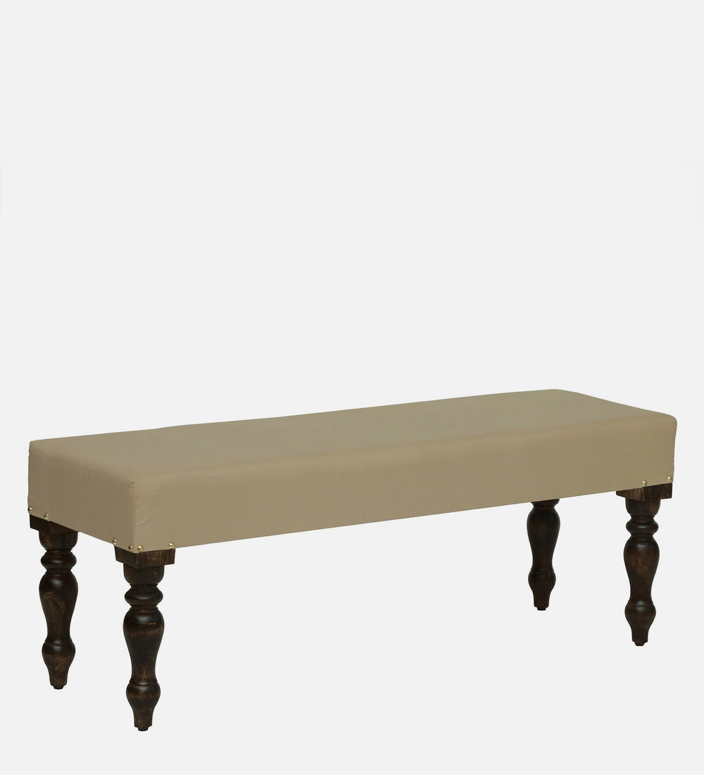 Aarna Sheesham Wood Upholstered Bench In Walnut Finish
