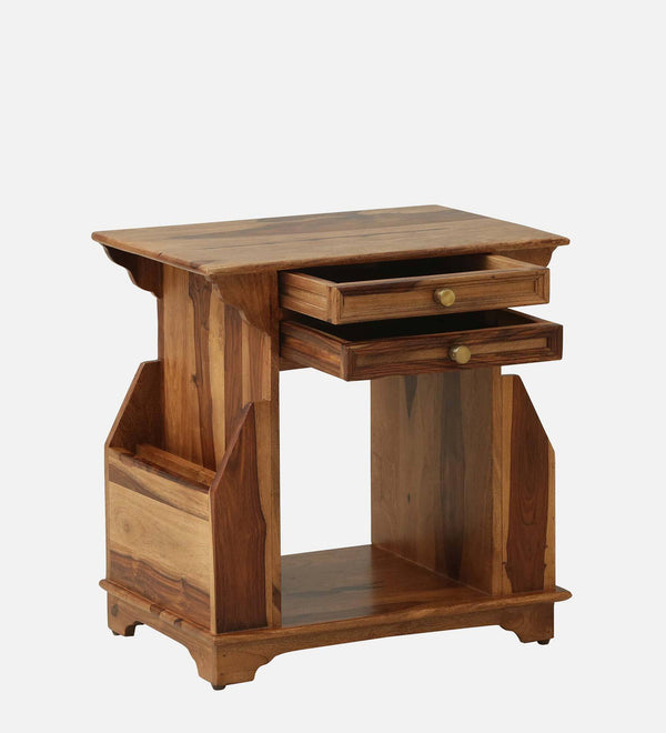 Nrby Sheesham Wood End Table In Rustic Teak Finish