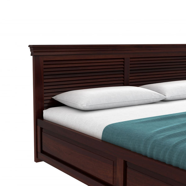 Hearti Sheesham Wood Queen Size Bed In Walnut FinishWith Box Storage (60 x 78 inches)