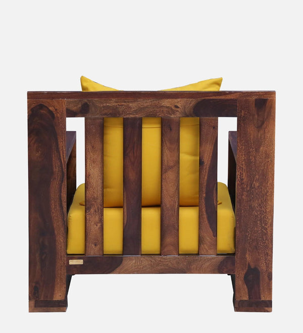 Salamanca Sheesham Wood 1 Seater Sofa In Mustard and Provincial Teak Finish
