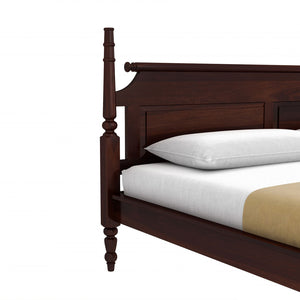 Bala Sheesham Wood Queen Size Bed In Walnut Finish Without Storage (60 x 78 inches)