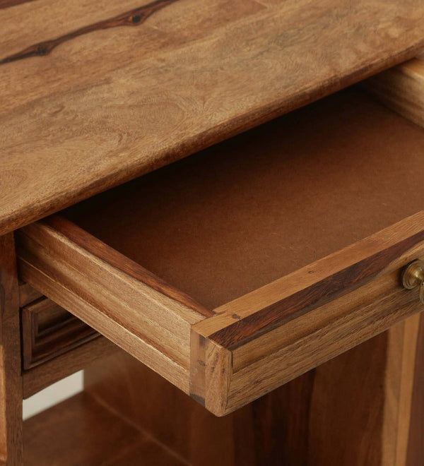 Nrby Sheesham Wood End Table In Rustic Teak Finish