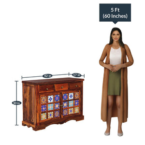 Rangrez Sheesham Wood Sideboard In Honey Oak Finish