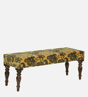 Gulika Solid Wood Upholstered Bench In Walnut Finish