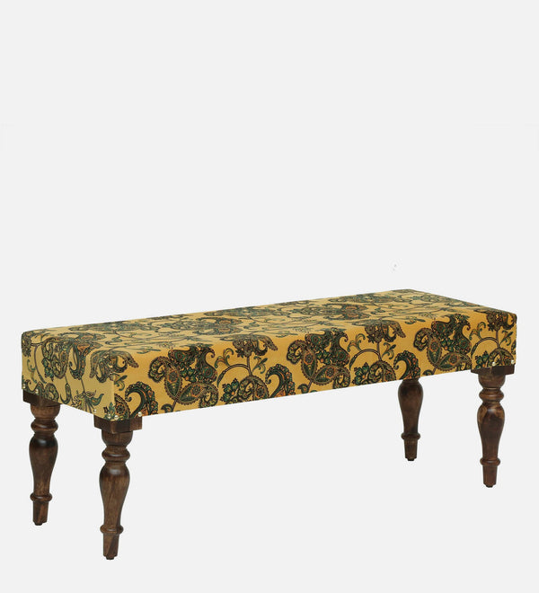 Gulika Solid Wood Upholstered Bench In Walnut Finish