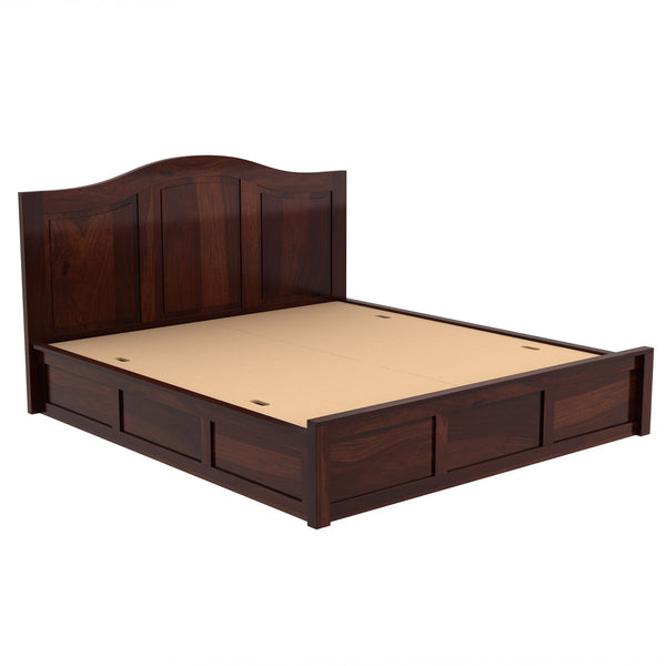 Sniu Sheesham Wood Queen Size Bed In Walnut Finish With Box Storage (60 x 78 inches)
