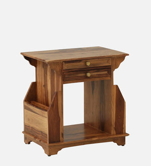 Nrby Sheesham Wood End Table In Rustic Teak Finish