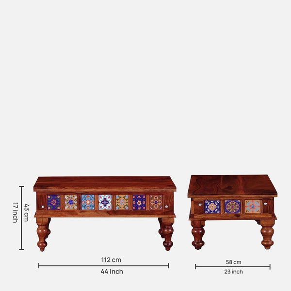 Rangrez Sheesham Wood Large Coffee Table In Honey Oak Finish