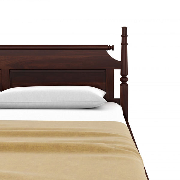 Bala Sheesham Wood Queen Size Bed In Walnut Finish Without Storage (60 x 78 inches)