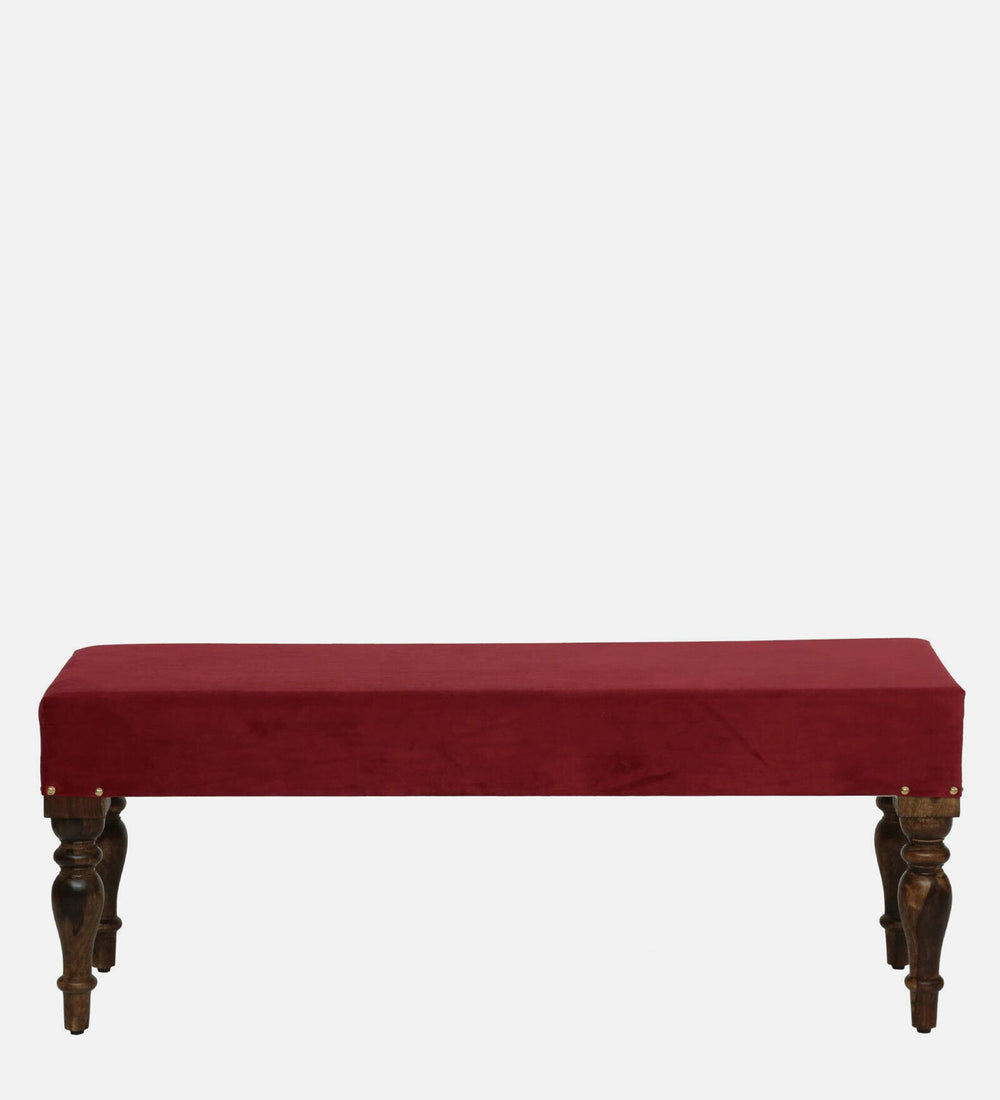 Idika Sheesham Wood Upholstered Bench In Walnut Finish