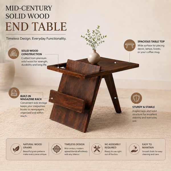 Mora Sheesham Wood End Table In Provincial Teak Finish By Woodsworth
