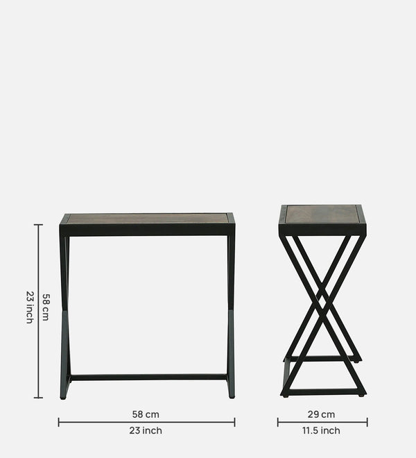 Nugent Sheesham Wood Nest Of Tables In Honey Oak Finish