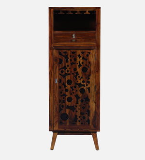 Lifty Sheesham Wood Tall Bar Cabinet In Provincial Teak Finish