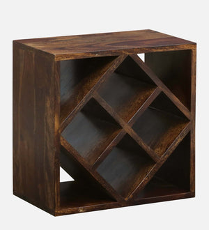 Brena Sheesham Wood Wine Rack In Provincial Teak Finish