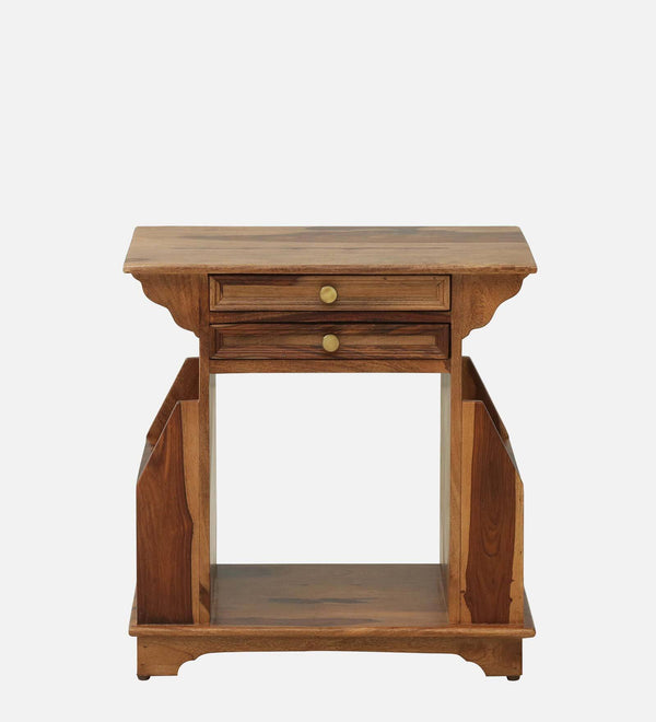 Nrby Sheesham Wood End Table In Rustic Teak Finish