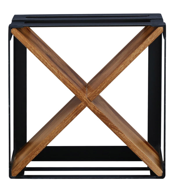 Chad Solid Wood Wine Rack In Rustic Teak Finish