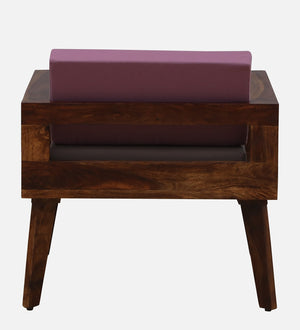 Lifty Sheesham Wood 1 Seater Sofa In Provincial Teak Finish & Fuschia Back