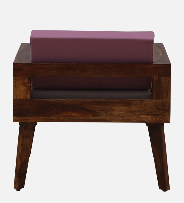 Lifty Sheesham Wood 1 Seater Sofa In Provincial Teak Finish & Fuschia Back