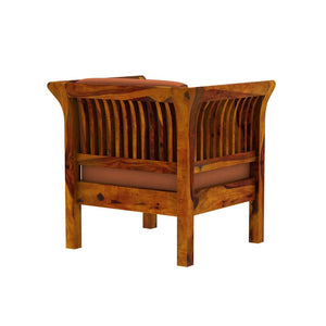 Haveli 3+1+1 Seater Wooden Sofa (Orange Colour, Teak Finish)