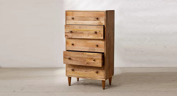 Twain Solid Wood Chest Of 5 Drawers In Matte Finish