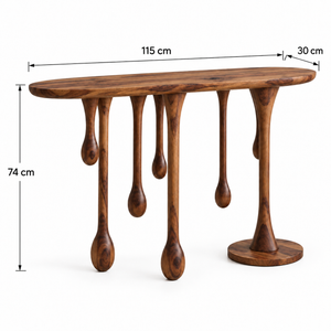 Lava Solid Sheesham Wood Console In Provincial Teak Finish