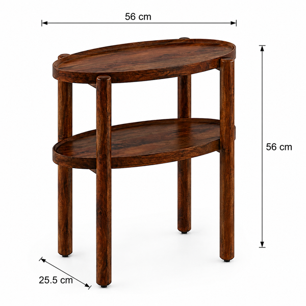 Pearl Sheesham Wood Side Table in Provincial Teak Finish