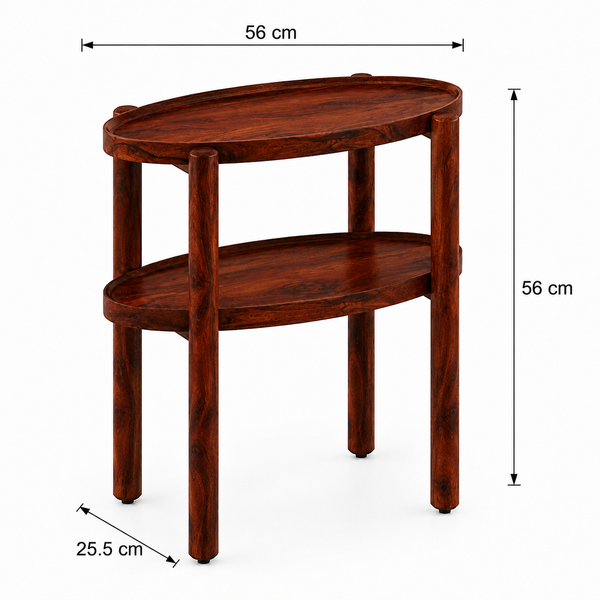 Pearl Sheesham Wood Side Table in Honey Oak Finish