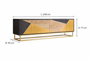 Castles Solid Mango Wood Sideboard with 4 Door In Walnut Finish