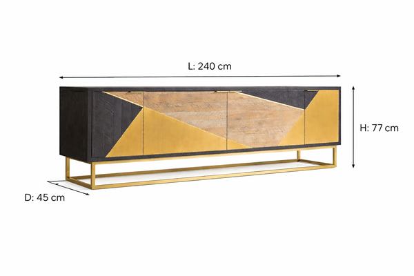 Castles Solid Mango Wood Sideboard with 4 Door In Walnut Finish