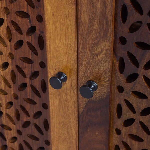 Dolo Sheesham Wood Shoerack in Teak Finish
