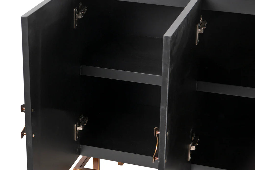 Luxora Solid Mango wood Sideboard with 4 Door in Dark Finish with Metal Base