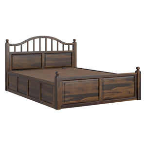 Syan Sheesham Wood Queen Size Bed In Provincial Teak Finish With Hydraulic Storage (60 x 78 inches)