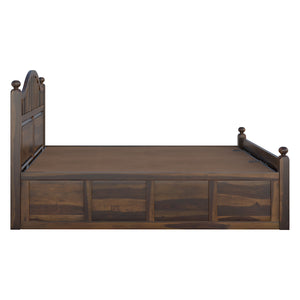 Syan Sheesham Wood Queen Size Bed In Provincial Teak Finish With Hydraulic Storage (60 x 78 inches)
