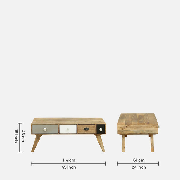 Herman Solid Wood Coffee Table In Natural Finish By Bohemiana