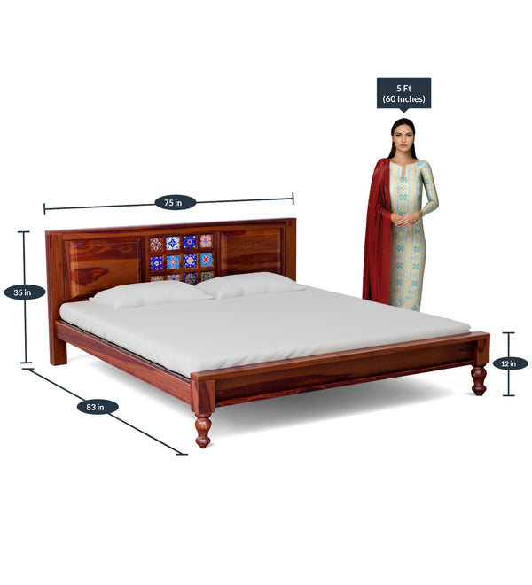 Rangrez Solid Wood King Size Bed In Honey Oak Finish (72 - 78 inch Mattress Size)