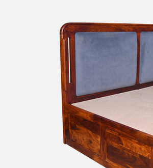 Lotus Sheesham Wood Queen Size Bed In Honey Oak FinishWith Box Storage (60 x 78 inches)