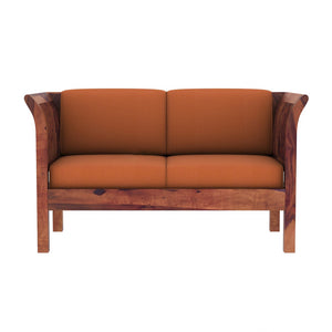 Haveli 2+1+1 Seater Wooden Sofa (Orange Colour, Teak Finish)