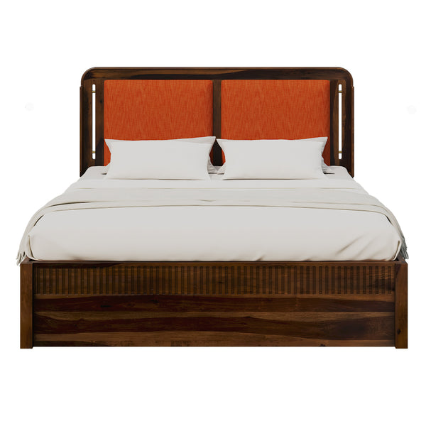 Lotus Sheesham Wood King Size Bed In Provincial Teak Finish With Drawer Storage (72 x 78 inches)