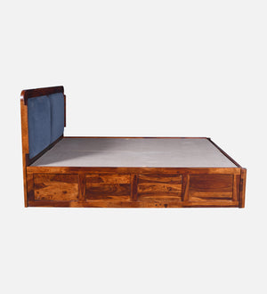 Lotus Sheesham Wood Queen Size Bed In Honey Oak FinishWith Box Storage (60 x 78 inches)