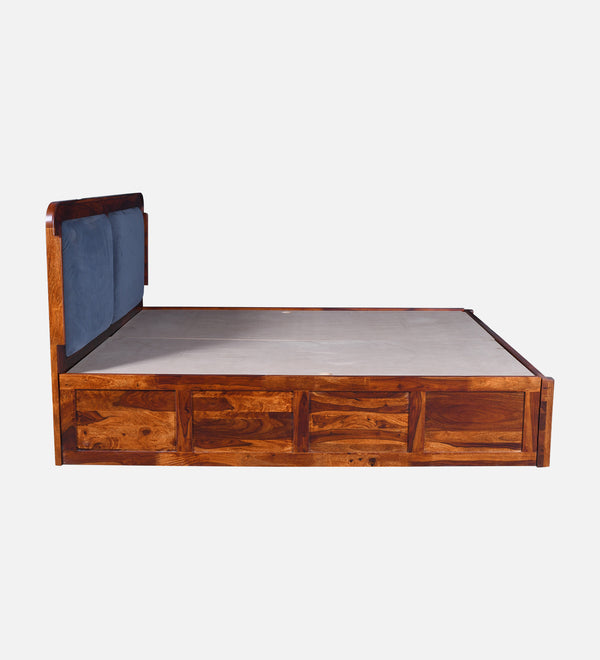 Lotus Sheesham Wood Queen Size Bed In Honey Oak FinishWith Box Storage (60 x 78 inches)