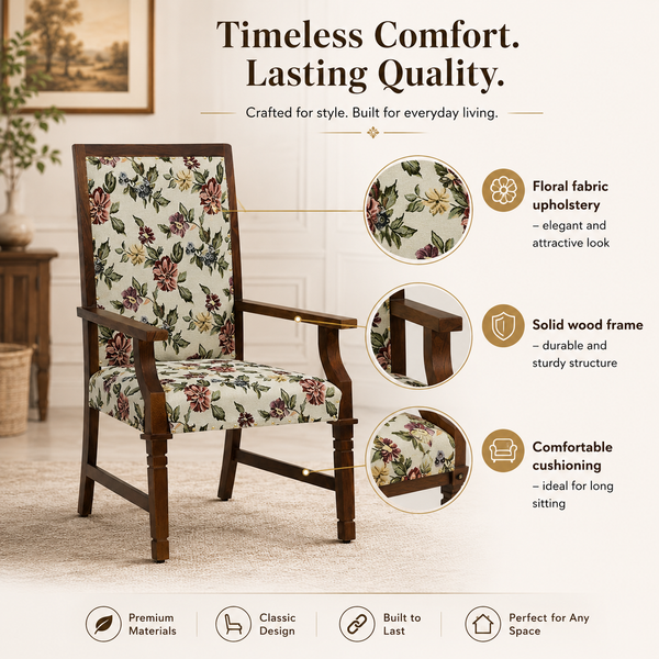 Brotton Sheesham Wood Arm Chair In Provincial Teak Finish