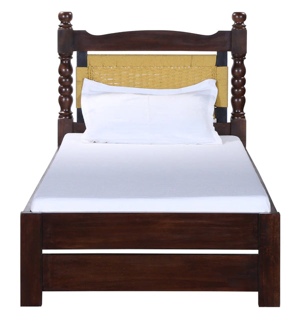 Rapipa Sheesham Wood Single Size Bed In Teak Finish With Non Storage (36x 78 inches)