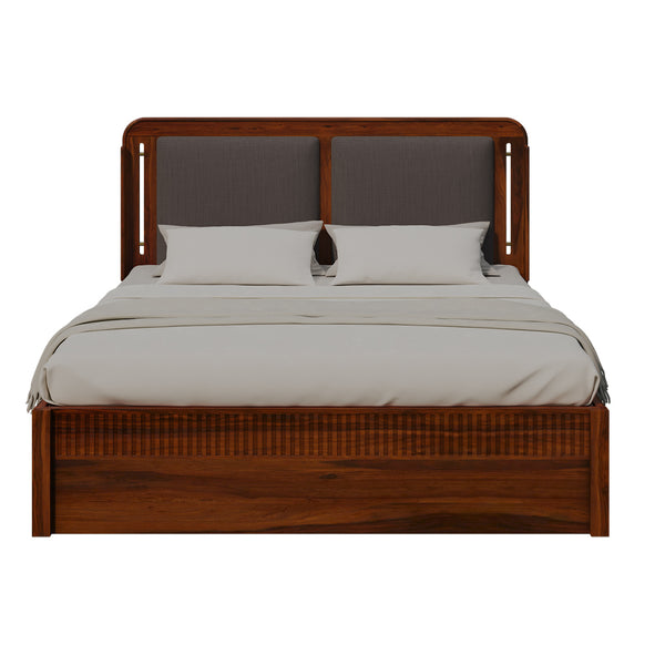 Lotus Sheesham Wood Queen Size Bed In Honey Oak FinishWith Drawer Storage (60 x 78 inches)