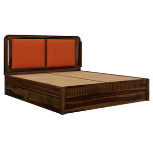 Lotus Sheesham Wood King Size Bed In Provincial Teak Finish With Drawer Storage (72 x 78 inches)